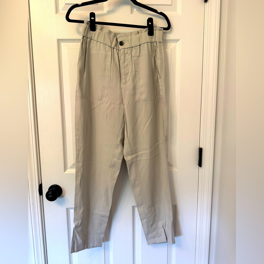 Women’s Classic Tan Pants with Paperbag Waist